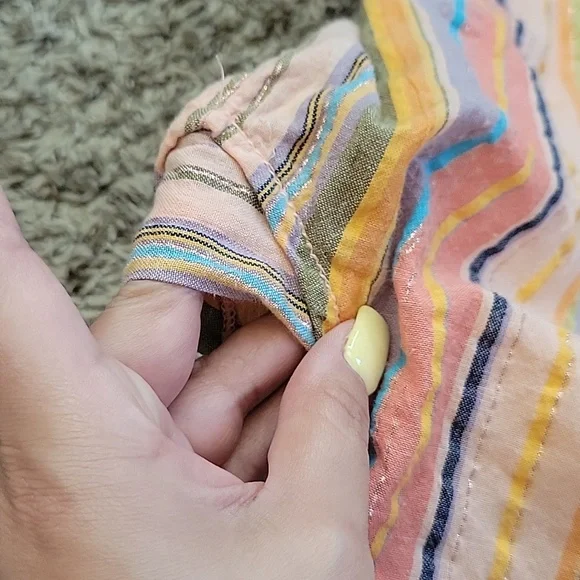 Pilcro Anthro Button Up Multi Striped Boyfriend Oversized Small Medium Festival - Picture 8 of 14